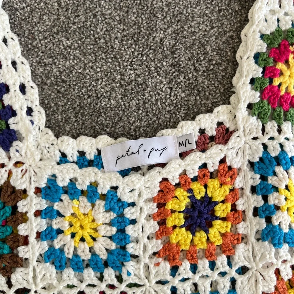 Petal & Pup Multicolor Crochet Tank Top - Picture 2 of 4